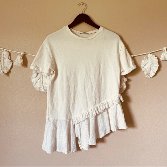 Zara Tops - Zara | Asymmetrical Fringe Top